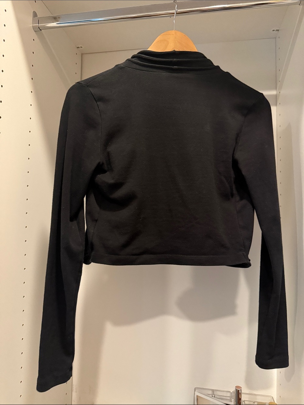 Kookai Black Cropped Ruffle-Front Cardigan - Picture 2 of 2